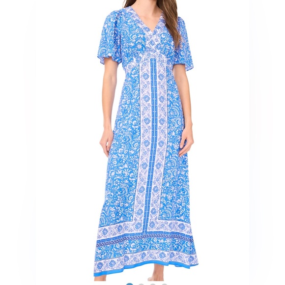 MSK Vibrant Blue Floral Maxi Dress - Picture 1 of 5